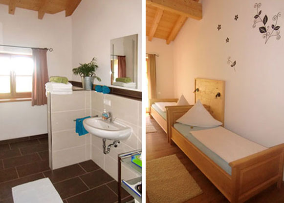 Badezimmer und Kinderzimmer Ferienwohnung Almflair